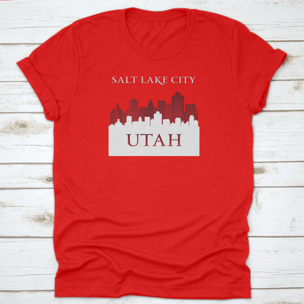 Vector illustration of the Salt Lake City skyline silhouette, showcasing iconic buildings against a minimalist background.