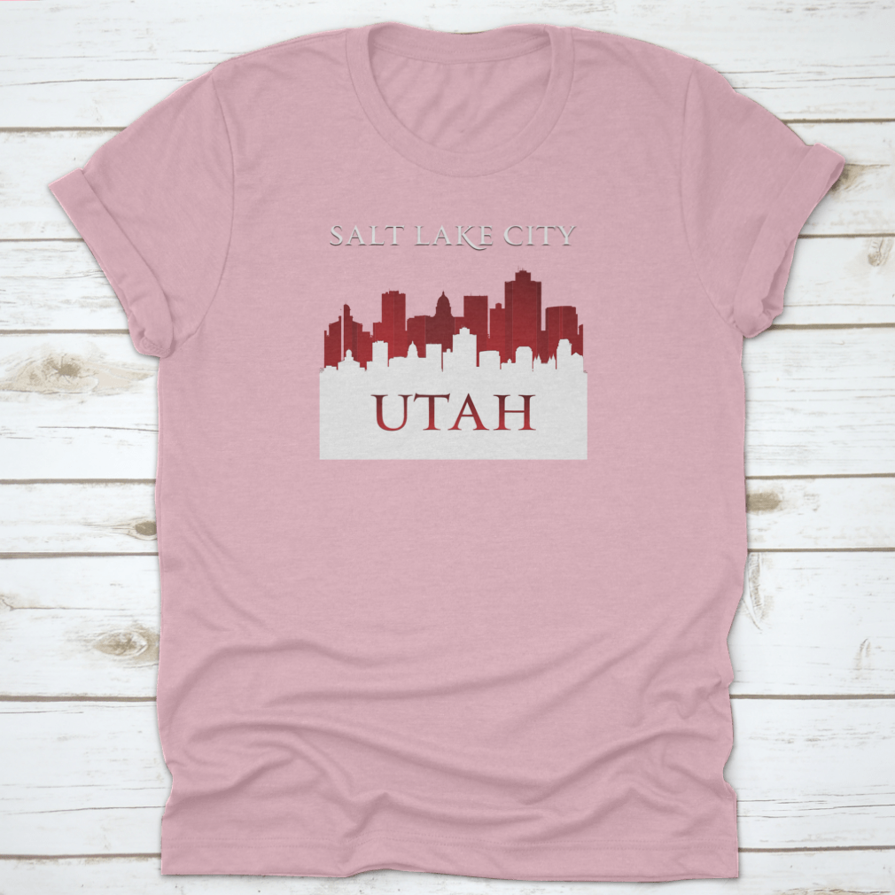 Vector illustration of the Salt Lake City skyline silhouette, showcasing iconic buildings against a minimalist background.