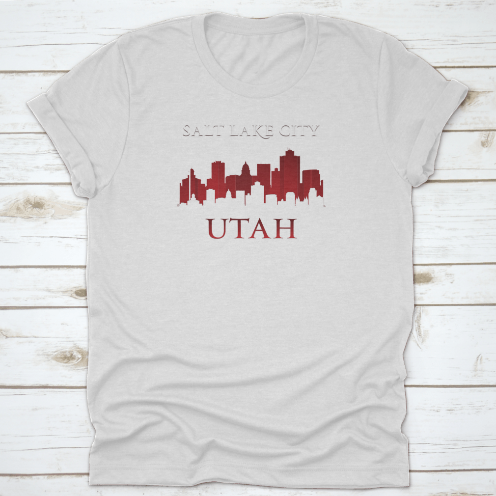 Vector illustration of the Salt Lake City skyline silhouette, showcasing iconic buildings against a minimalist background.