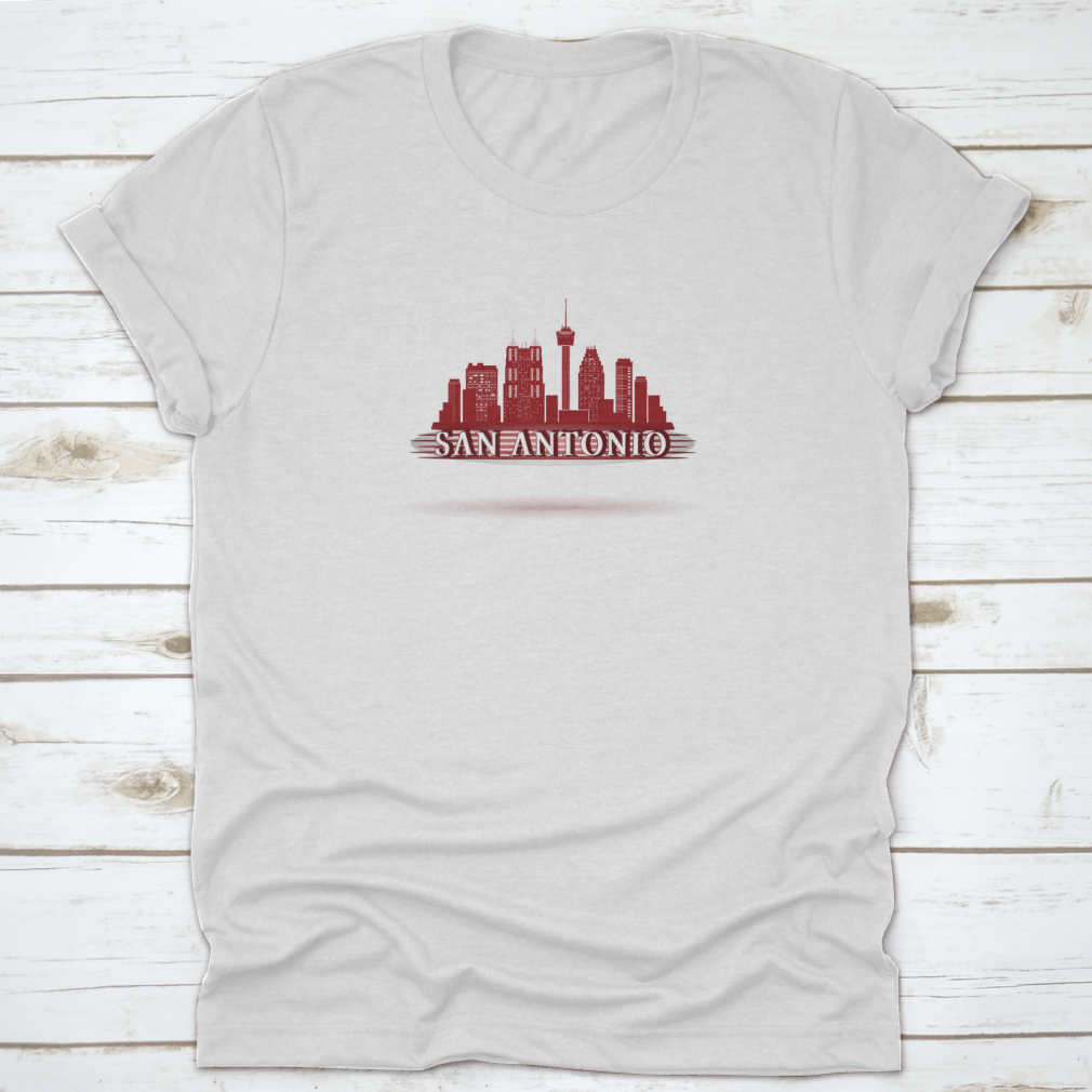 A stylish San Antonio skyline silhouette shirt design featuring a classic fit and made from high-quality cotton.