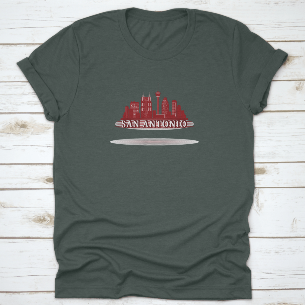 A stylish San Antonio skyline silhouette shirt design featuring a classic fit and made from high-quality cotton.