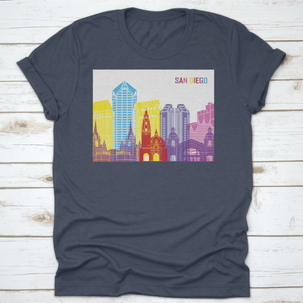 Editable vector file featuring the San Diego skyline, showcasing iconic buildings and structures in a clean design.