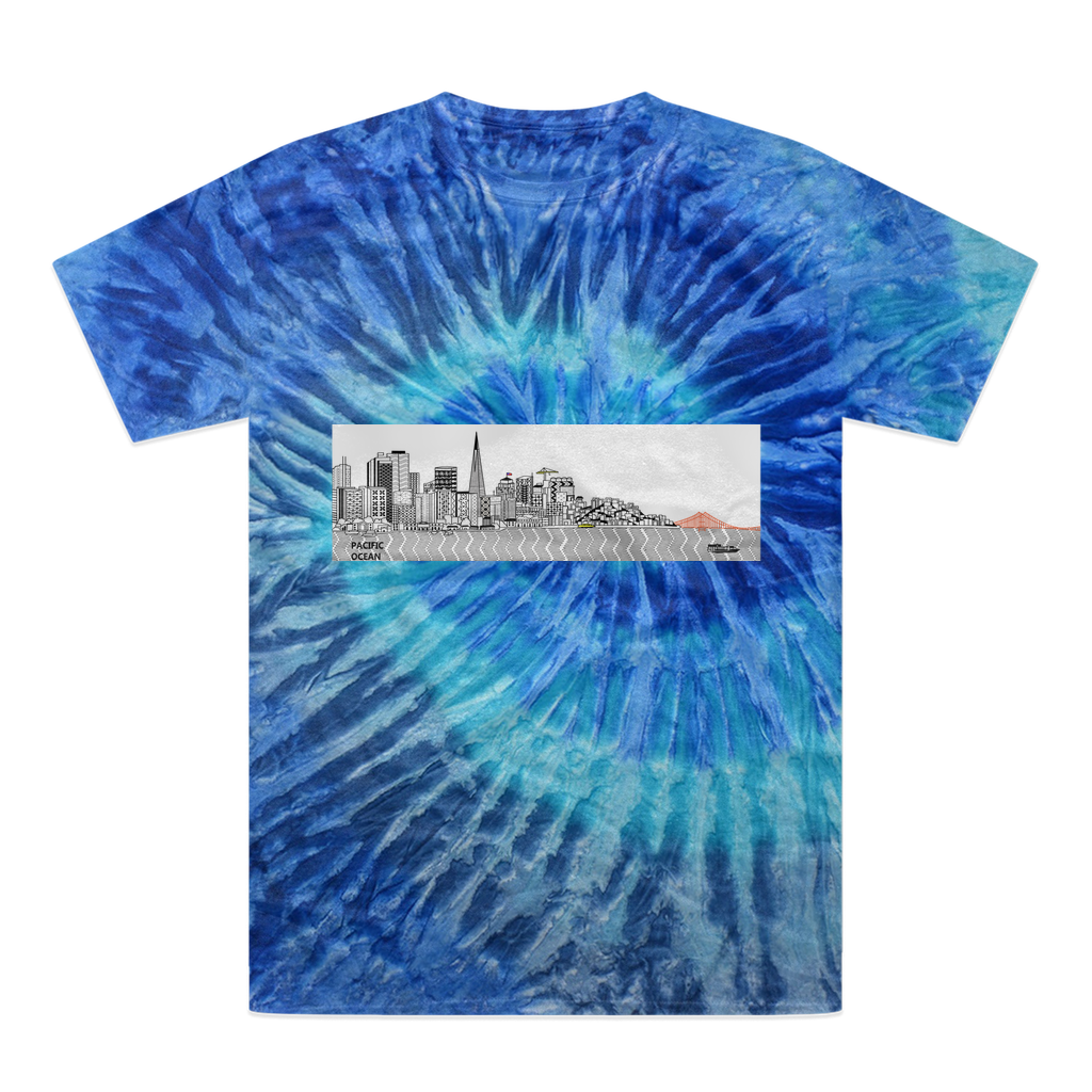 San Francisco Towel Tie-Dye T-Shirt featuring vibrant colors and a double-needle stitched neckline, made from 100% heavyweight cotton.