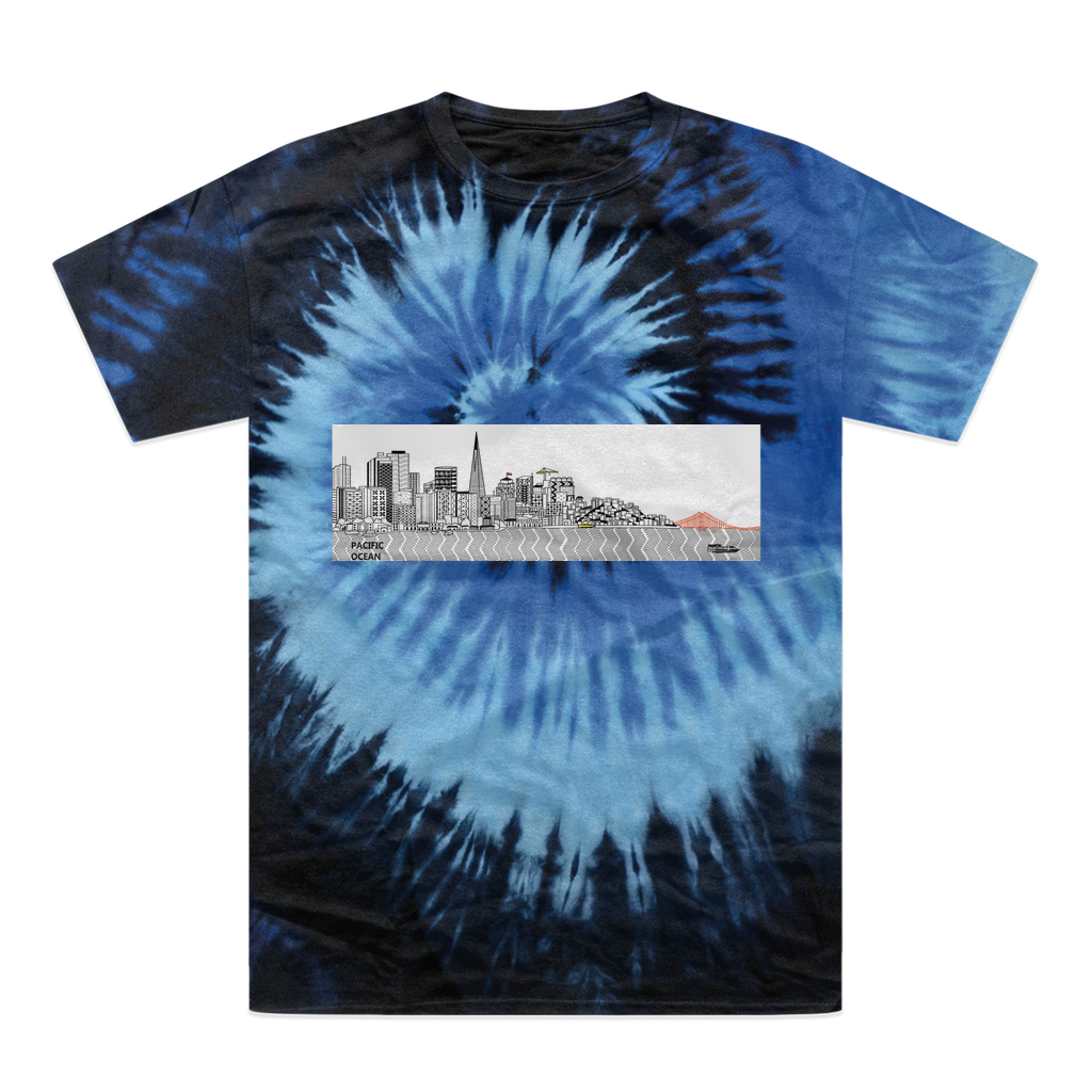 San Francisco Towel Tie-Dye T-Shirt featuring vibrant colors and a double-needle stitched neckline, made from 100% heavyweight cotton.