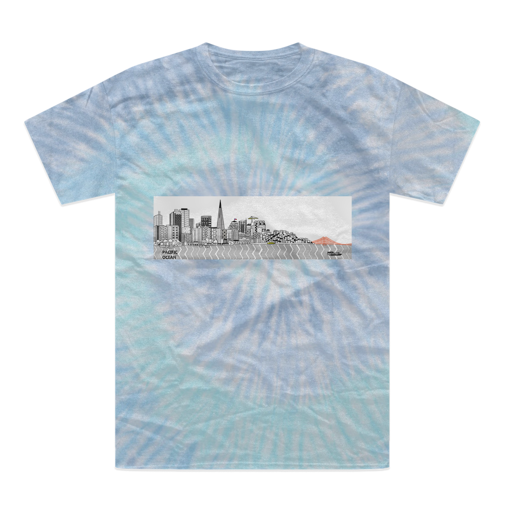 San Francisco Towel Tie-Dye T-Shirt featuring vibrant colors and a double-needle stitched neckline, made from 100% heavyweight cotton.