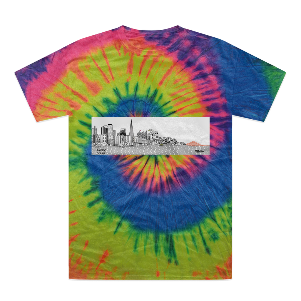 San Francisco Towel Tie-Dye T-Shirt featuring vibrant colors and a double-needle stitched neckline, made from 100% heavyweight cotton.