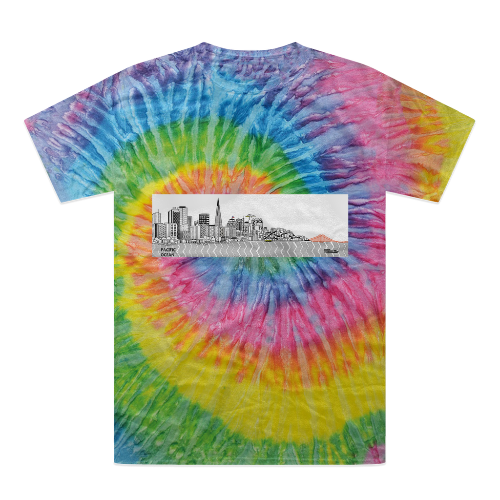 San Francisco Towel Tie-Dye T-Shirt featuring vibrant colors and a double-needle stitched neckline, made from 100% heavyweight cotton.