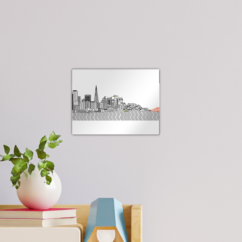 San Francisco Towel Wall Tile in gloss white finish, showcasing repositionable adhesive mounting for easy photo display.