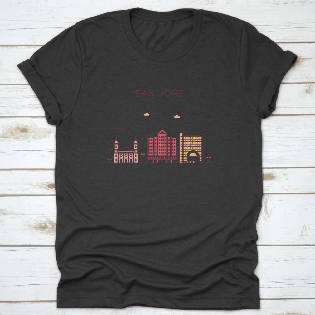 A modern linear art vector design of the San Jose skyline, showcasing iconic buildings in a stylish and contemporary style.