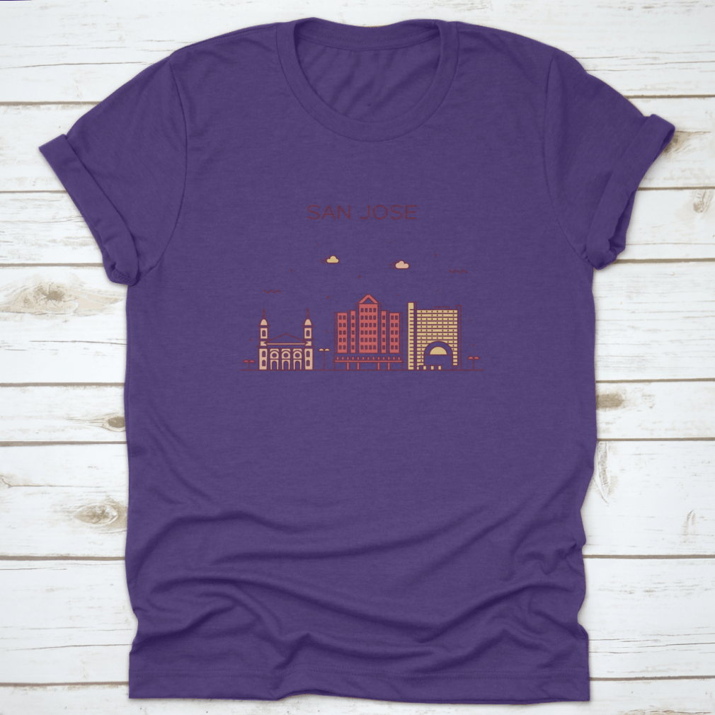 A modern linear art vector design of the San Jose skyline, showcasing iconic buildings in a stylish and contemporary style.