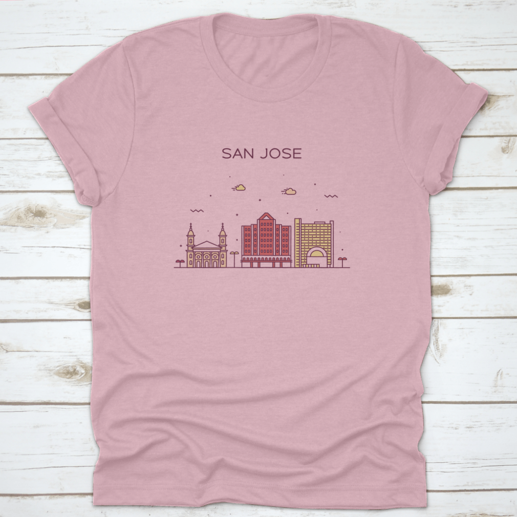 A modern linear art vector design of the San Jose skyline, showcasing iconic buildings in a stylish and contemporary style.