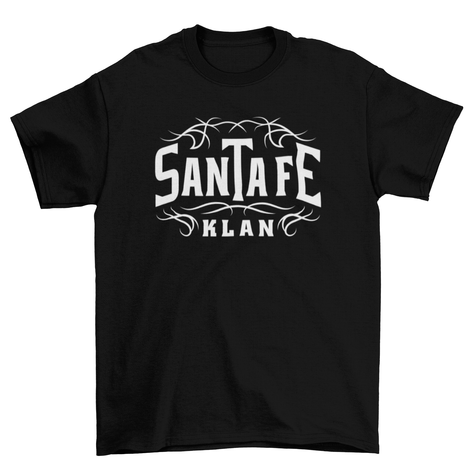 Santa Fe Lettering Quote T-Shirt featuring the quote 'Santa Fe Klan' in stylish typography.