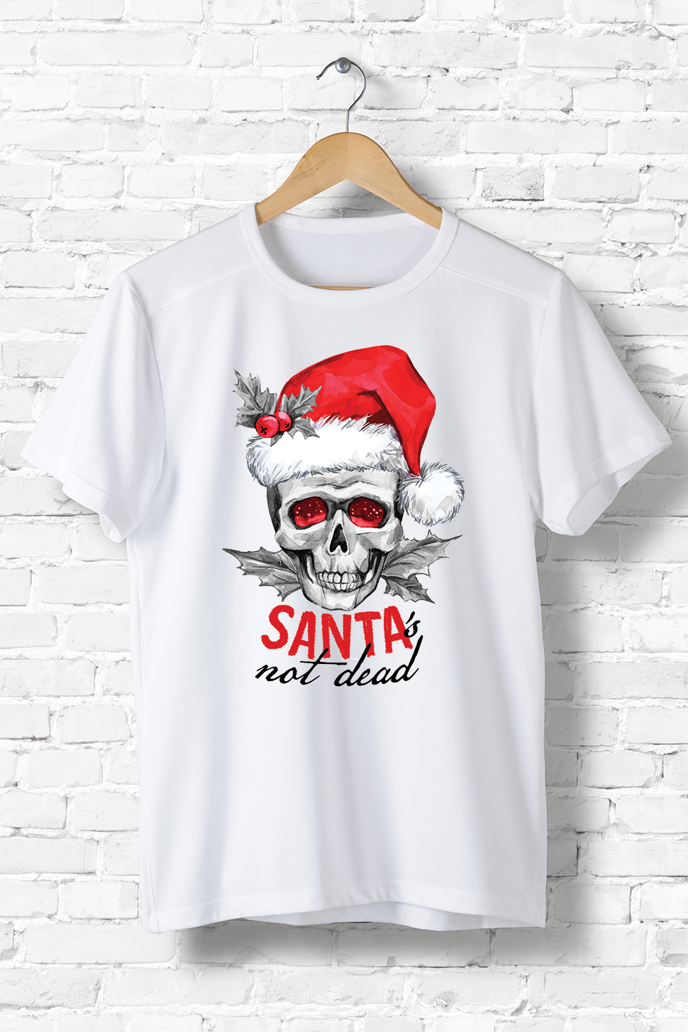 A festive Santa is Not Dead T-Shirt made from soft ring-spun cotton, featuring a humorous design perfect for holiday celebrations.