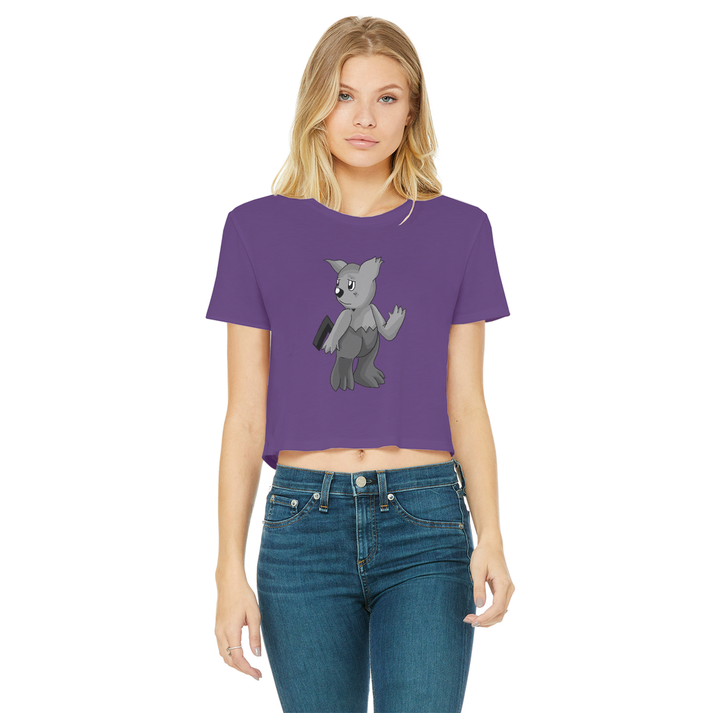 A stylish Sarcoot Classic Women's Cropped Raw Edge T-Shirt featuring a round neck, short sleeves, and a raw edge cut hem in a vibrant color.