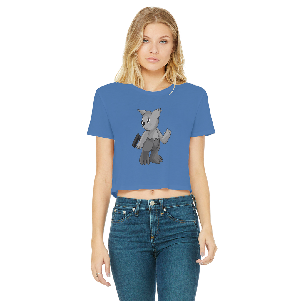 A stylish Sarcoot Classic Women's Cropped Raw Edge T-Shirt featuring a round neck, short sleeves, and a raw edge cut hem in a vibrant color.