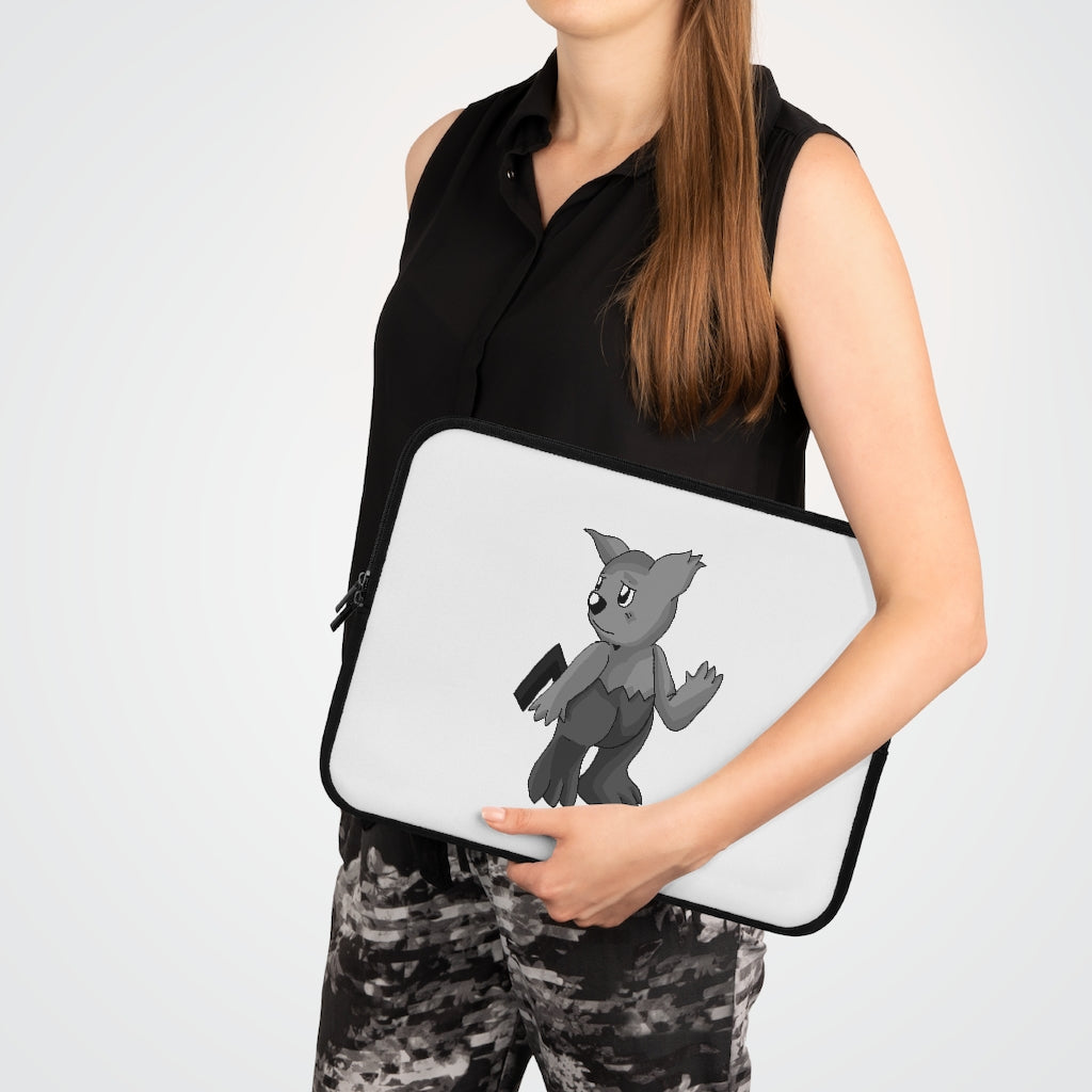 Sarcoot Laptop Sleeve featuring a customizable front design and a solid black back, made from water-resistant neoprene material.