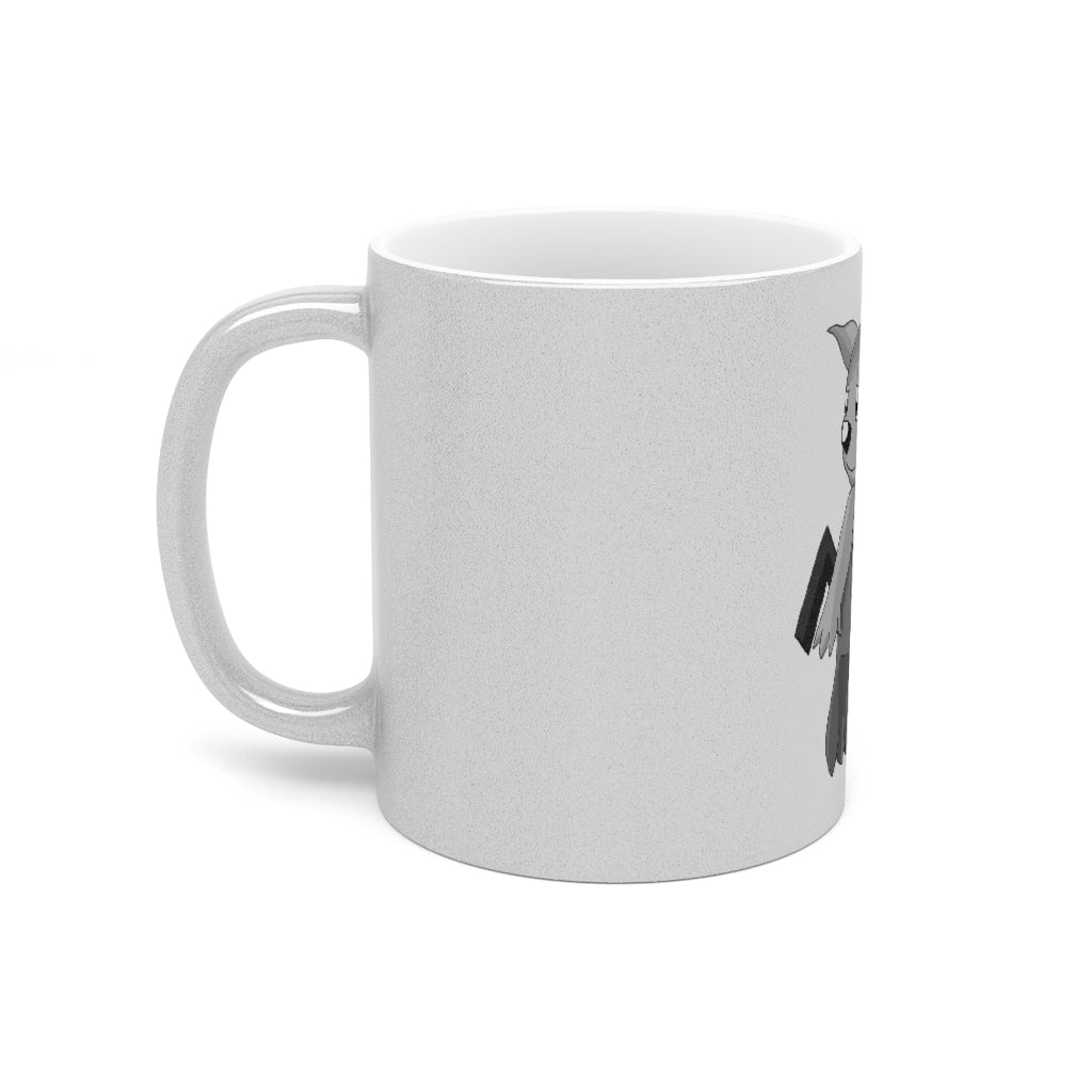 Sarcoot Metallic Mug in Gold and Silver finishes, showcasing personalized designs on a ceramic body with a C-handle.