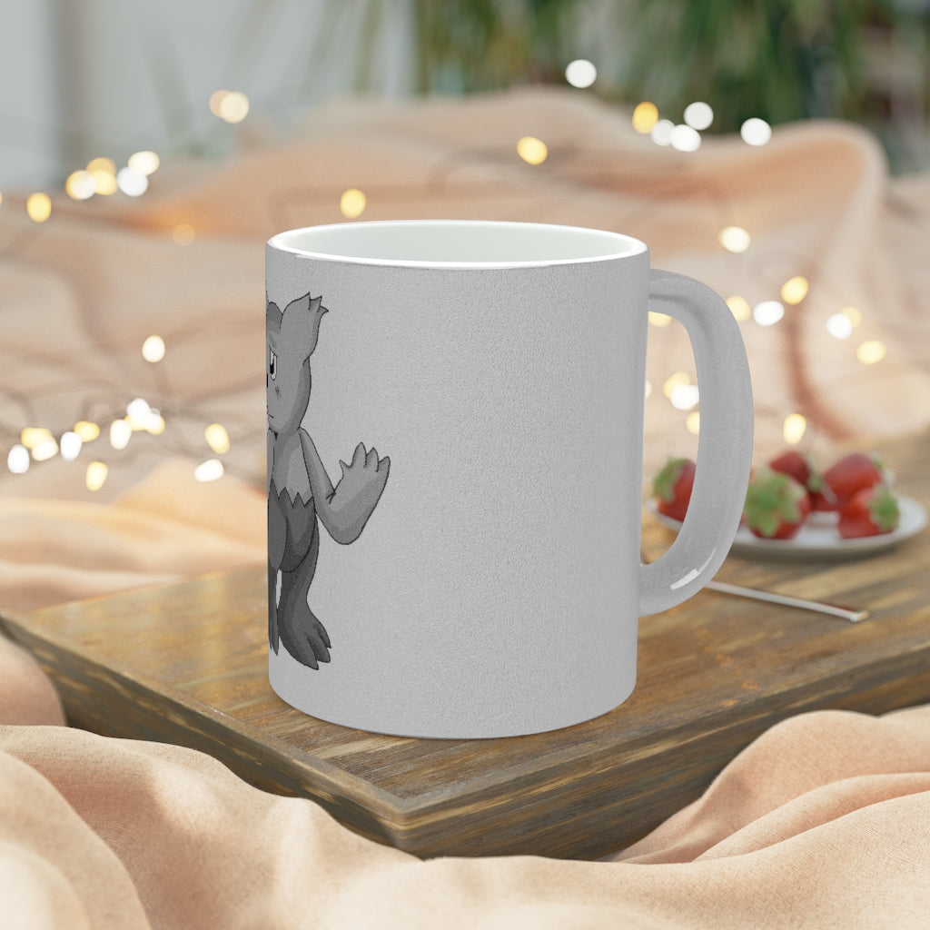 Sarcoot Metallic Mug in Gold and Silver finishes, showcasing personalized designs on a ceramic body with a C-handle.