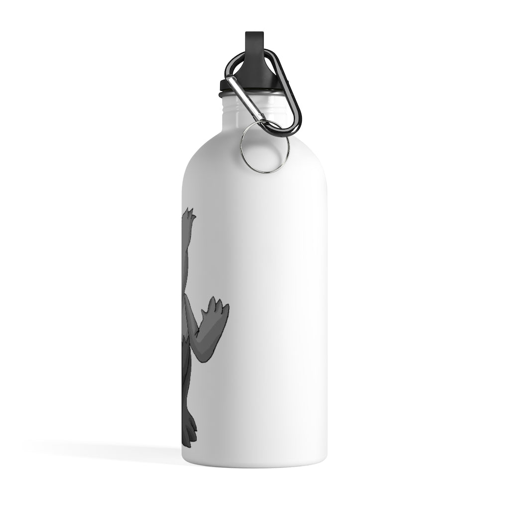 Sarcoot Stainless Steel Water Bottle with a plastic screw top and carabiner, showcasing its sleek design and vibrant print.