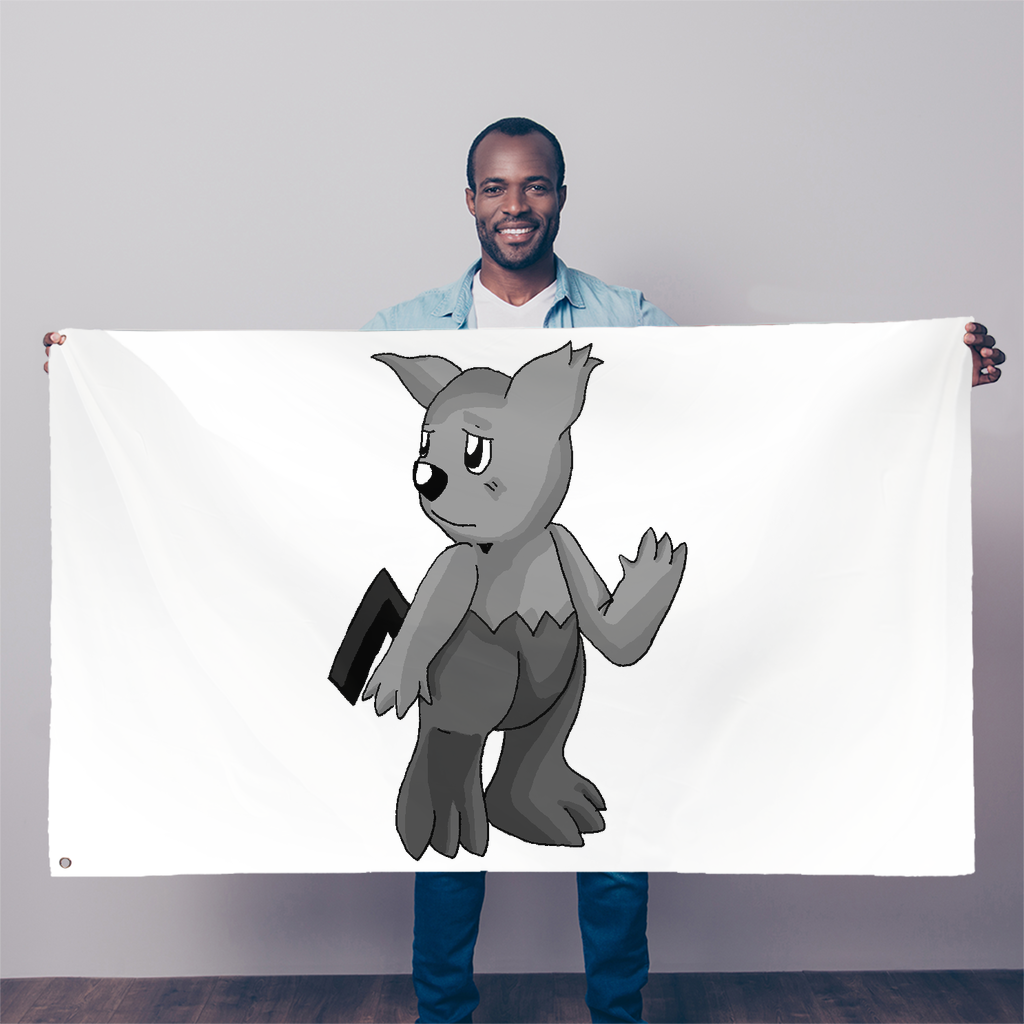 Sarcoot Sublimation Flag measuring 5FT x 3FT, made of durable polyester with vibrant colors and double-stitched edges, featuring two eyelets for easy hanging.