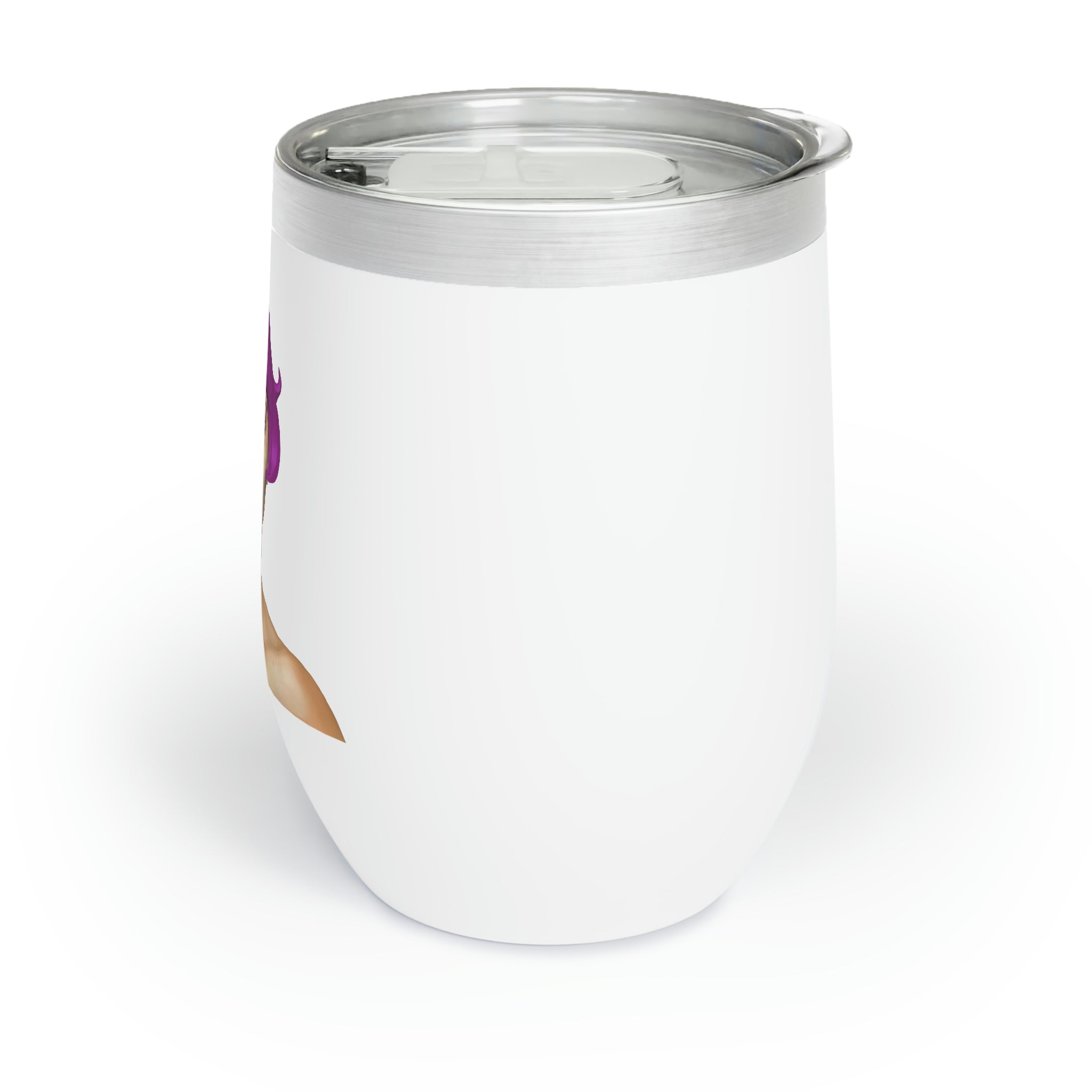 Sarlotta Chill Wine Tumbler in stainless steel with custom design, showcasing its double-insulated walls and stemless shape.