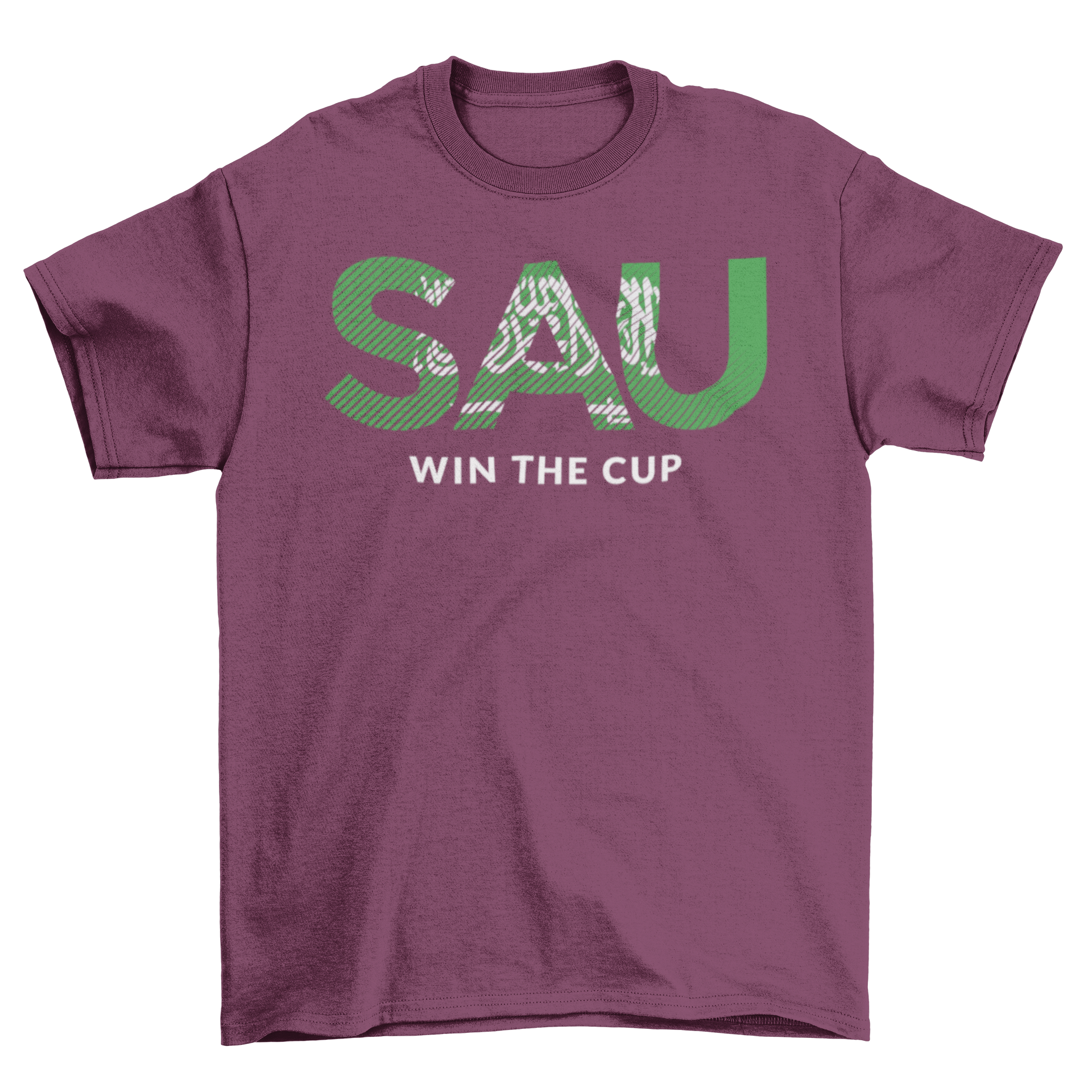 Saudi Arabia football t-shirt featuring SAU letters and flag design, perfect for World Cup fans.