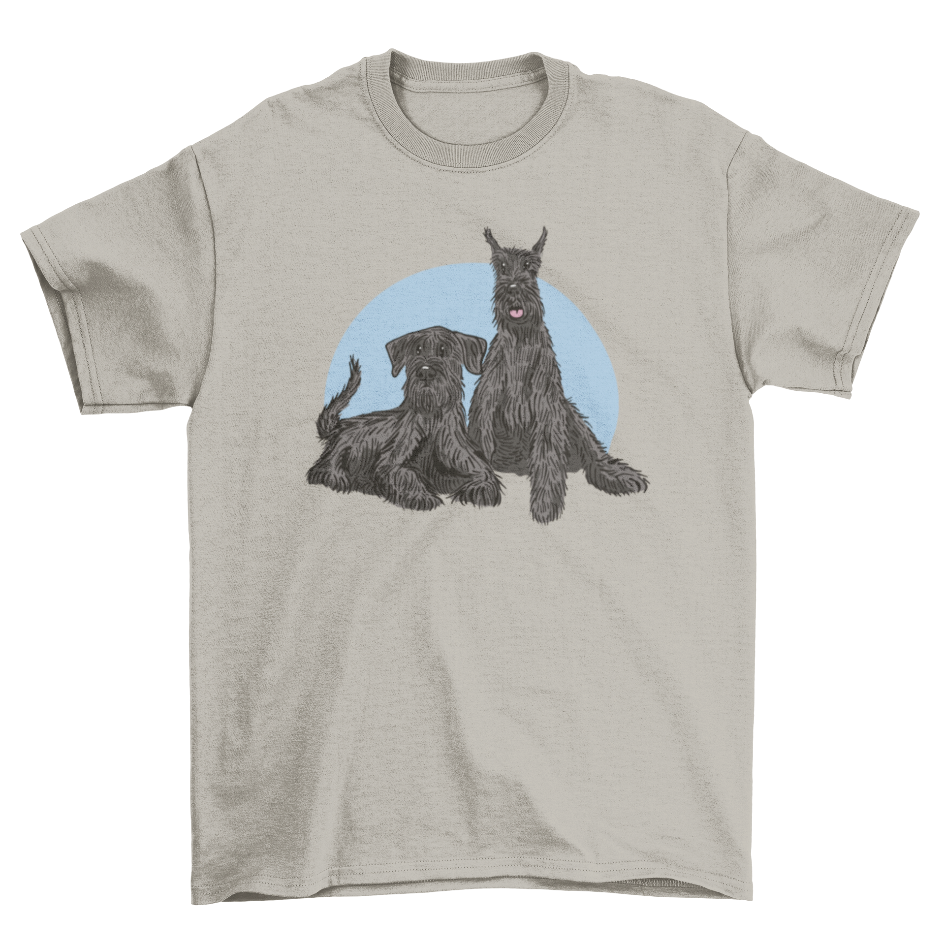 Illustration of two Schnauzer dogs on a stylish t-shirt.