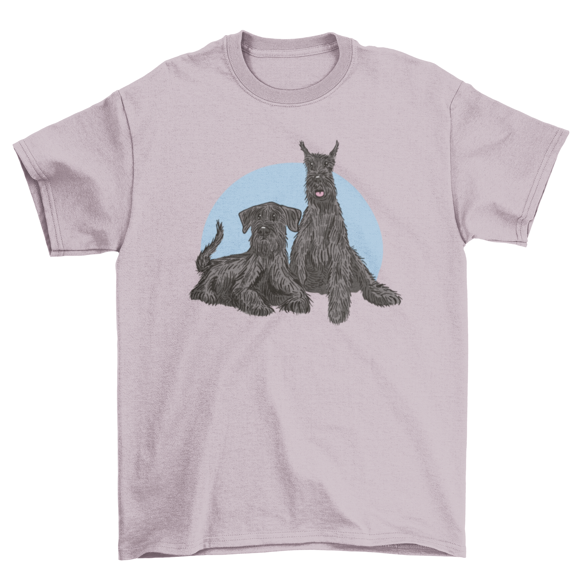 Illustration of two Schnauzer dogs on a stylish t-shirt.