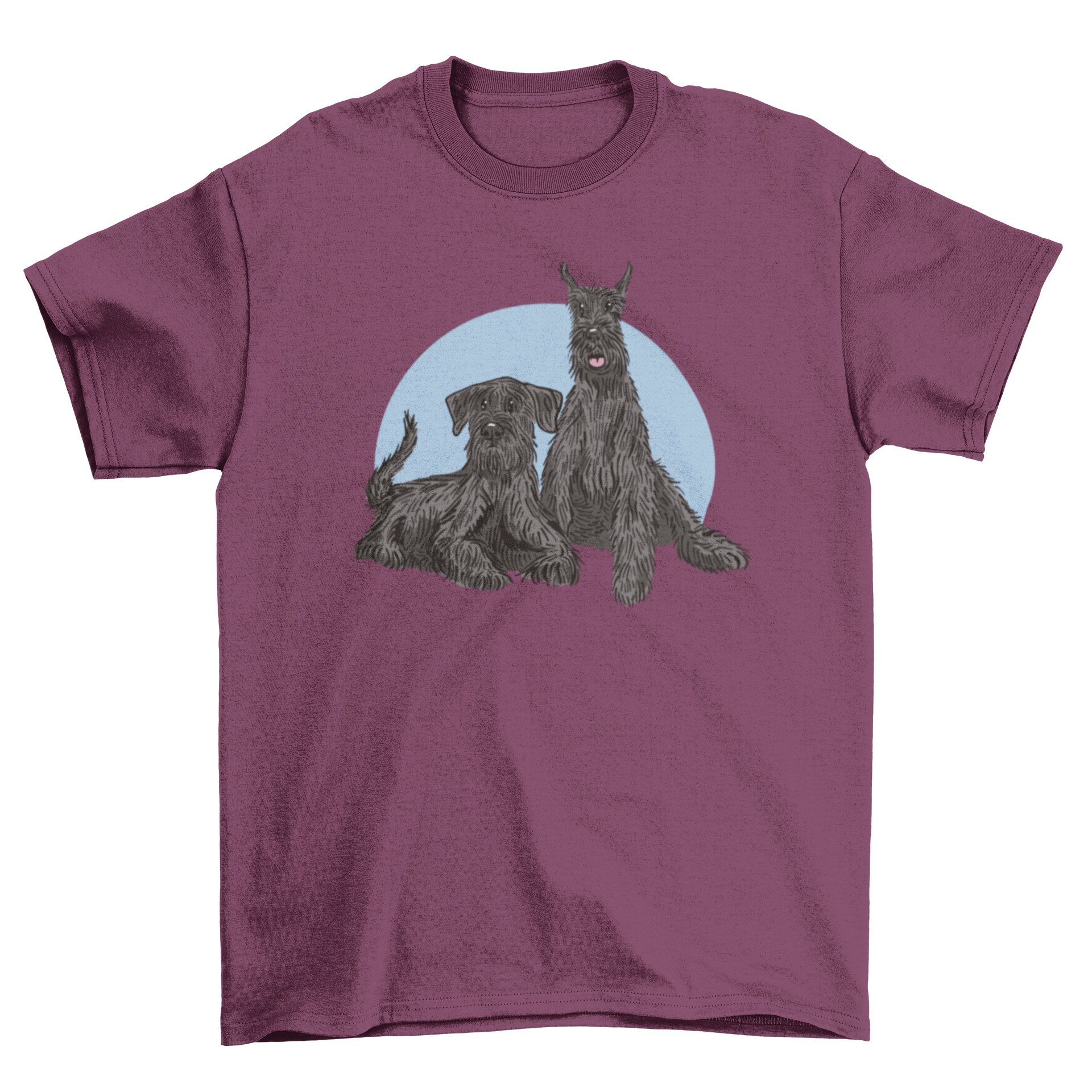 Illustration of two Schnauzer dogs on a stylish t-shirt.