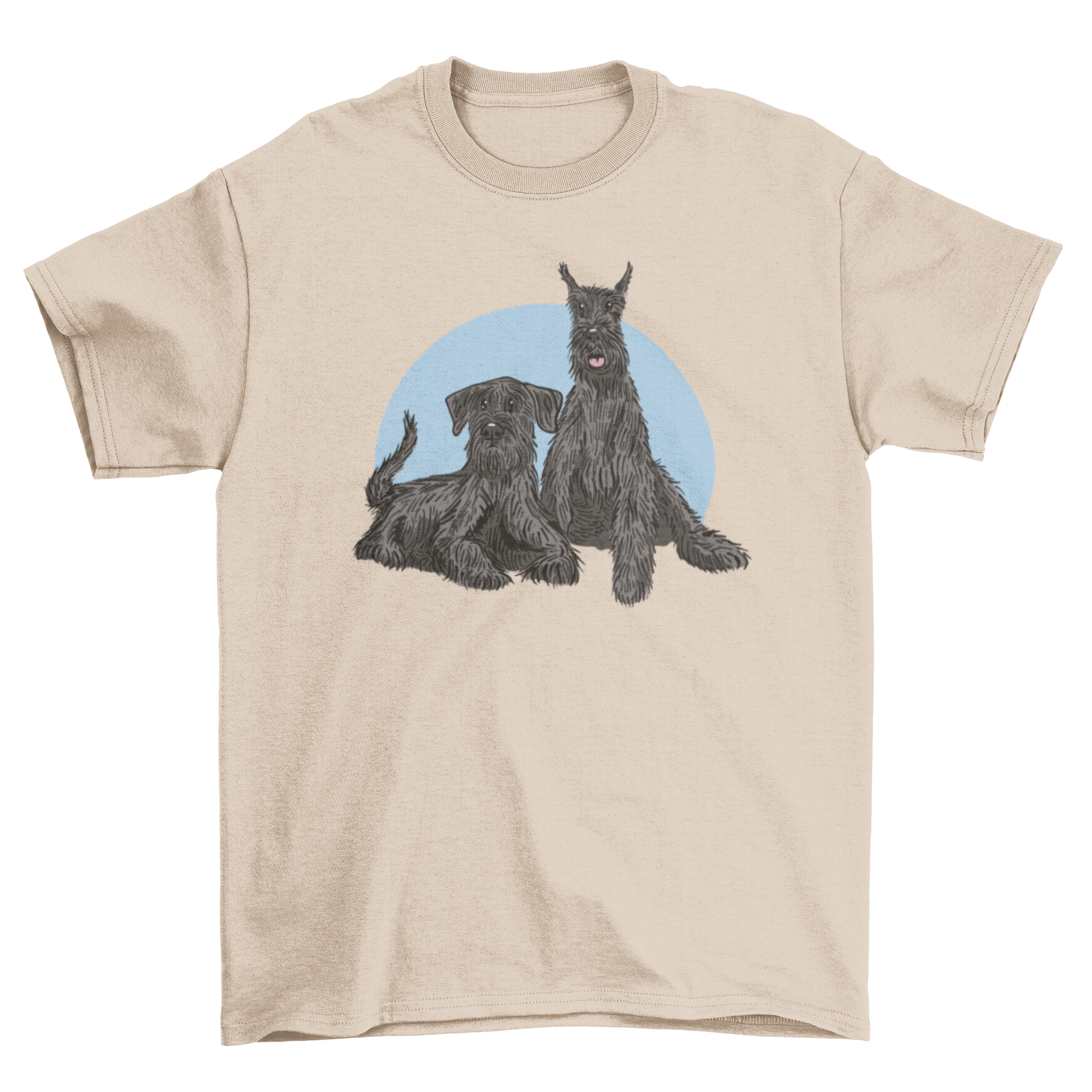 Illustration of two Schnauzer dogs on a stylish t-shirt.