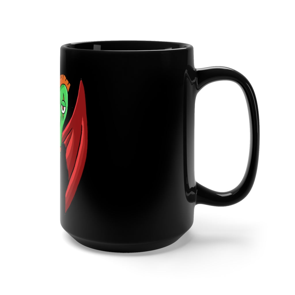 Screech Black Mug 15oz, a durable ceramic mug with a sleek black finish, perfect for coffee and tea lovers.