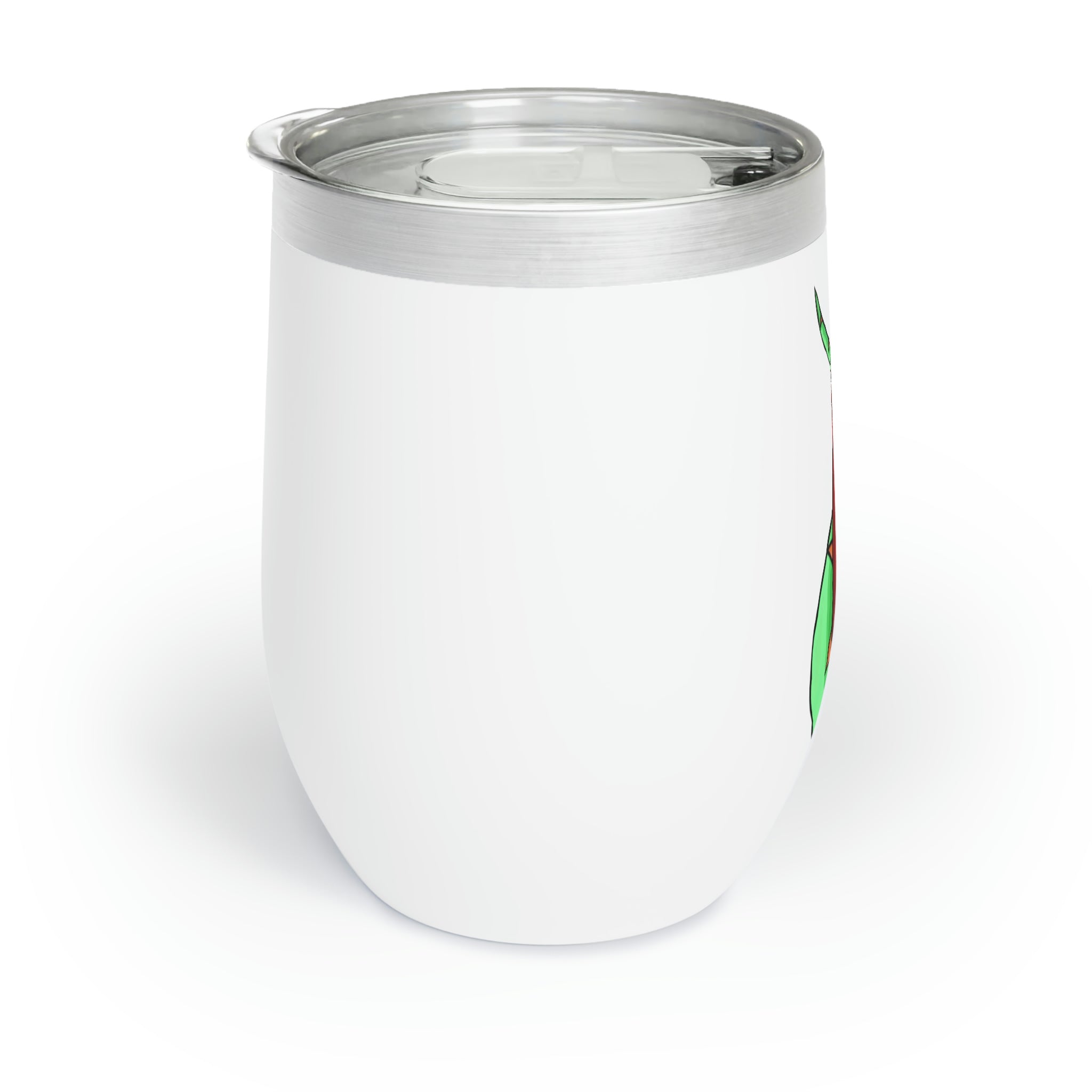 Screech Chill Wine Tumbler in stainless steel with custom design, showcasing its double-insulated walls and stemless shape.