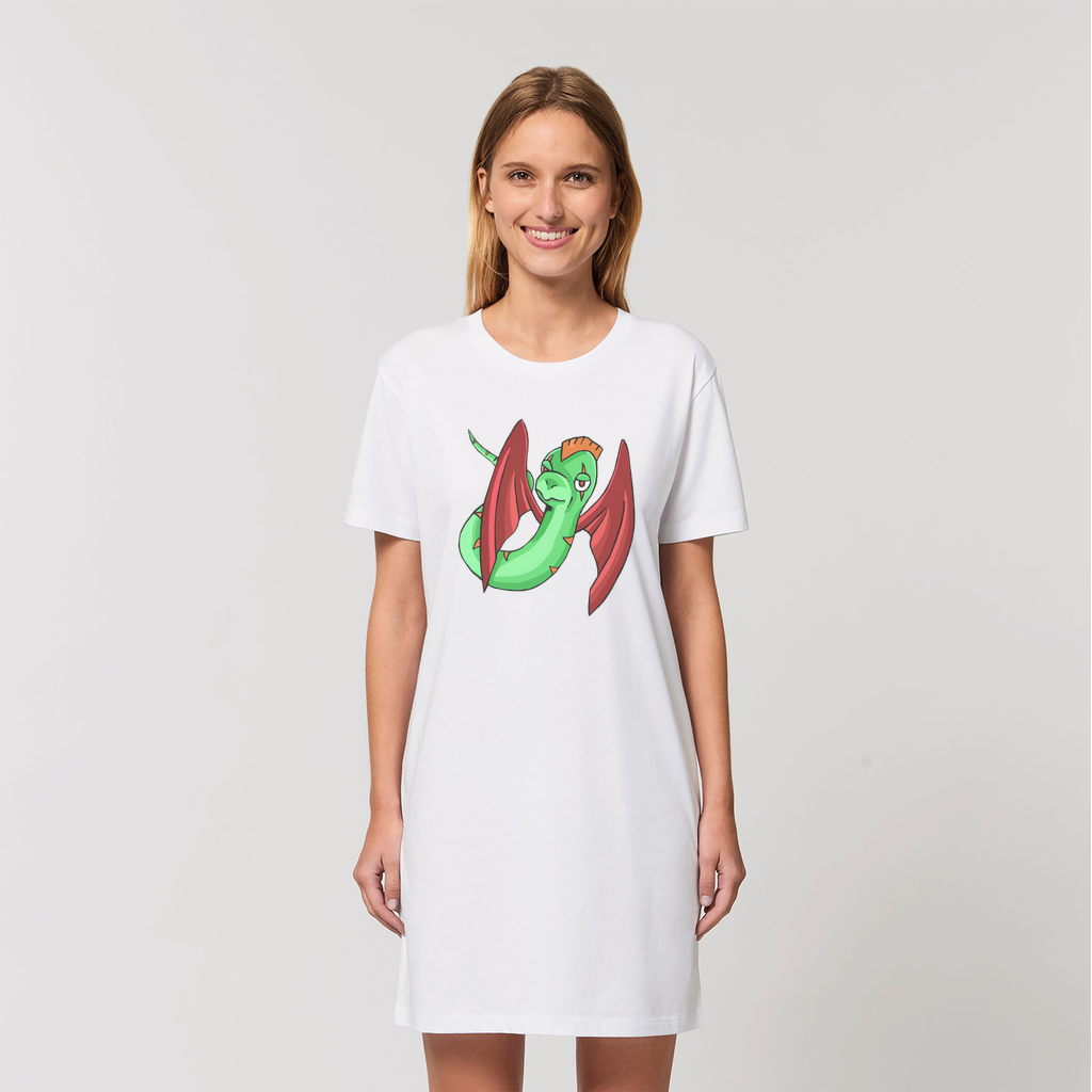 Screech Organic T-Shirt Dress made from 100% organic cotton, featuring a soft-hand feel and stylish design.