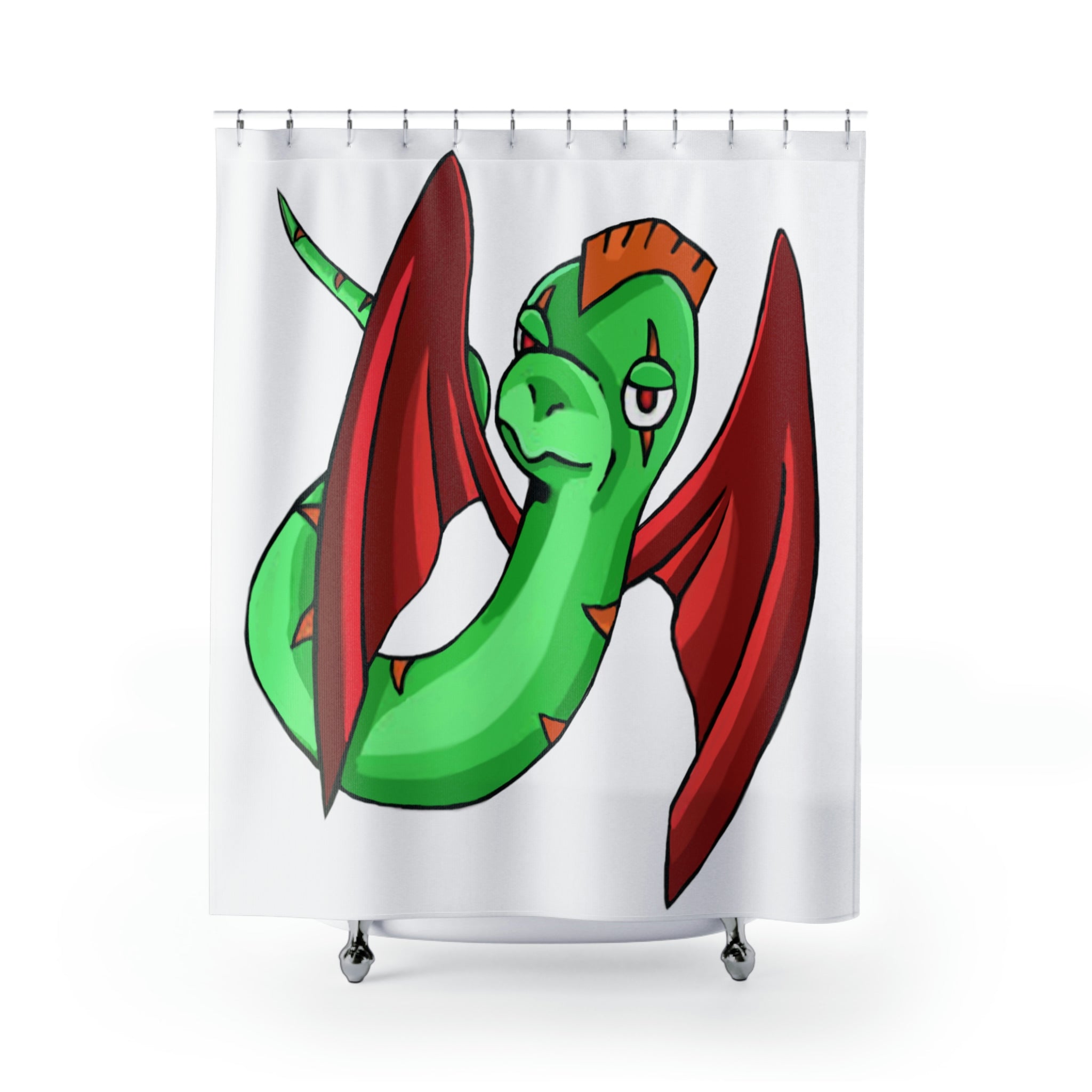 Screech Shower Curtain featuring vibrant custom designs on durable polyester fabric, enhancing bathroom decor.