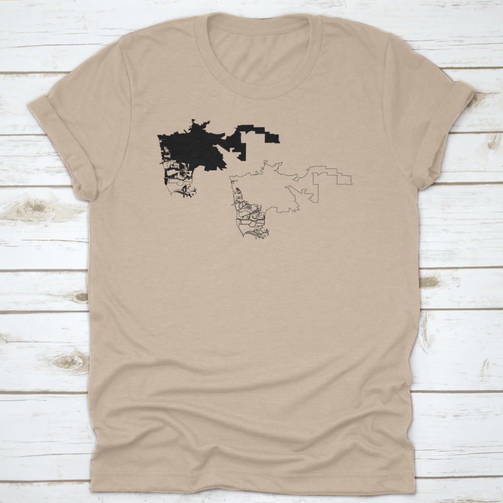 Scribble Sketch City of Hayward Map T-Shirt featuring a unique vector design on a soft cotton fabric.