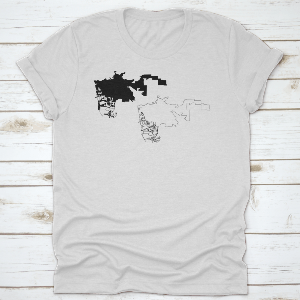 Scribble Sketch City of Hayward Map T-Shirt featuring a unique vector design on a soft cotton fabric.