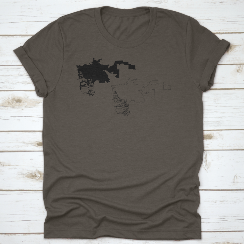 Scribble Sketch City of Hayward Map T-Shirt featuring a unique vector design on a soft cotton fabric.