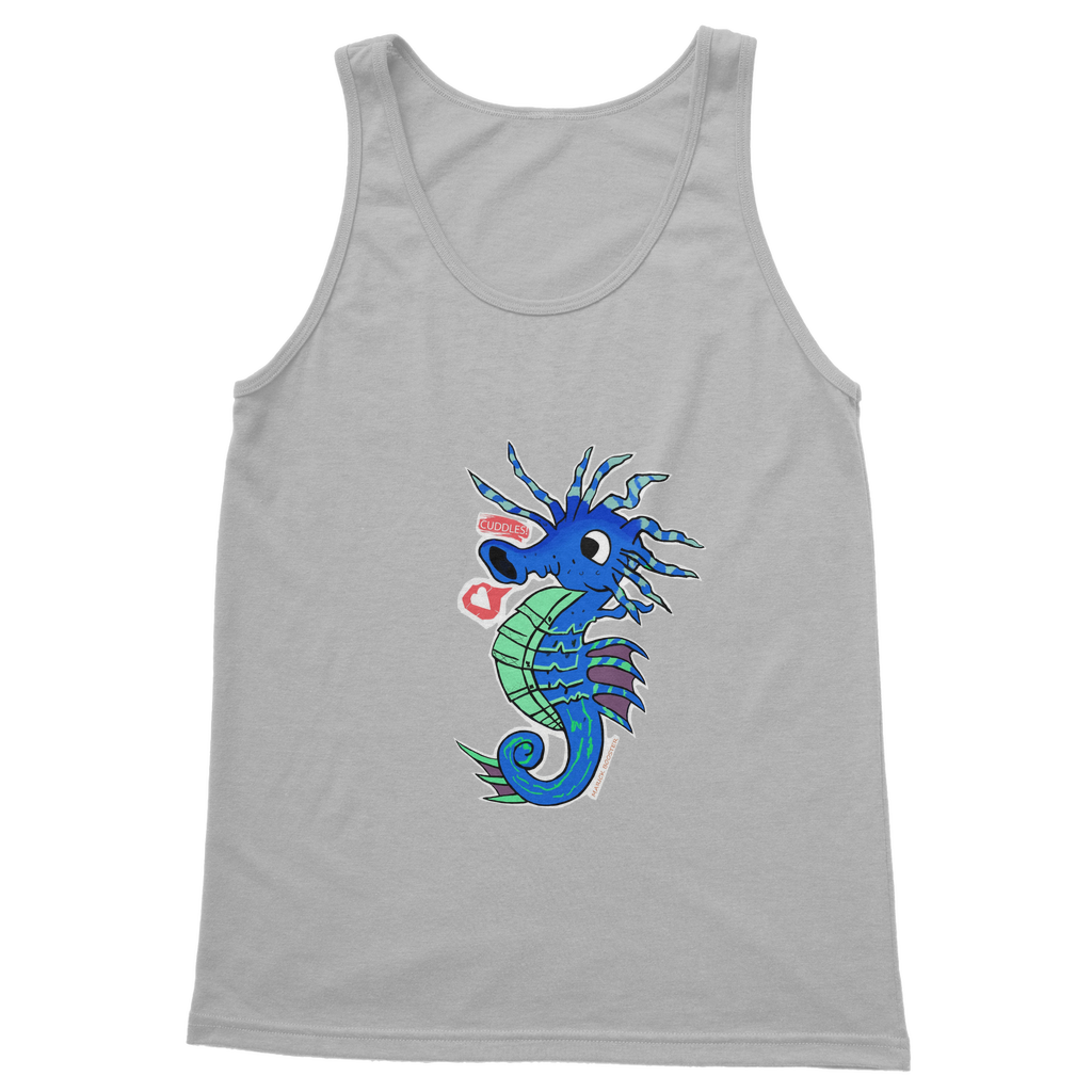 Scribblers the Seahorse Classic Adult Vest Top in various colors, showcasing its comfortable fit and stylish design.