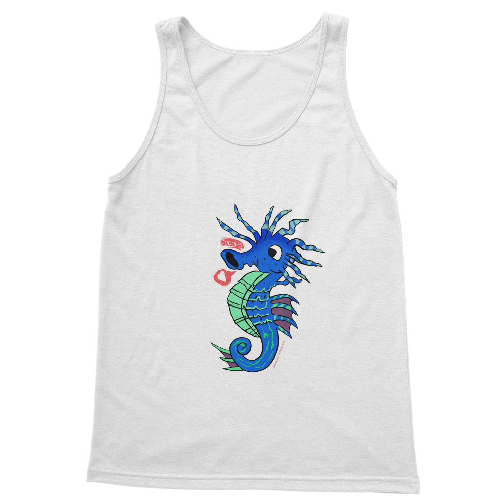 Scribblers the Seahorse Classic Adult Vest Top in various colors, showcasing its comfortable fit and stylish design.