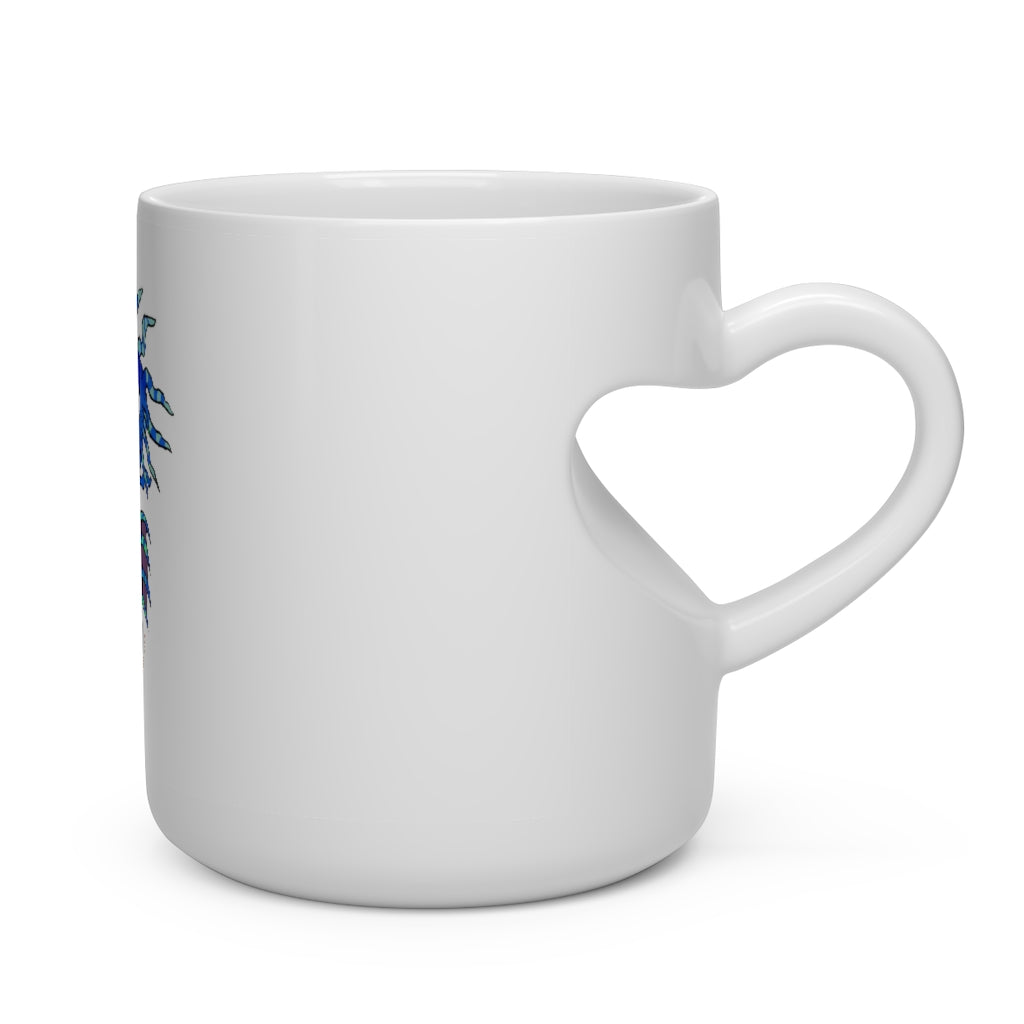 Scribbler's Seahorse Heart Shape Mug, white ceramic with a heart-shaped handle, perfect for hot beverages.