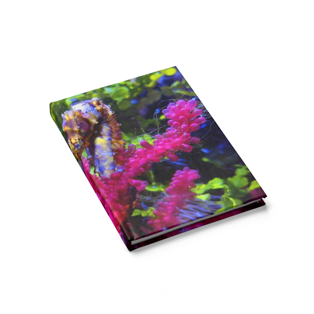 Seahorse Journal with blank pages and vibrant wraparound print, showcasing a beautiful seahorse design.