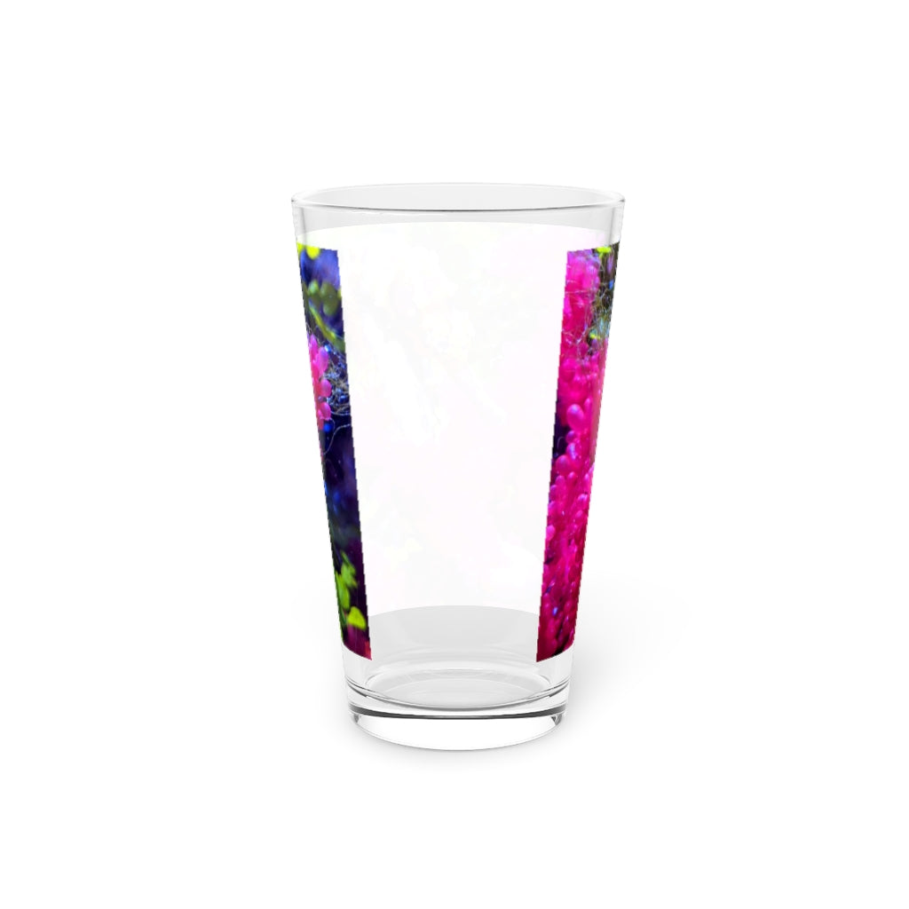 Seahorse Pint Glass, 16oz, clear glass with custom printed design, ideal for beverages.