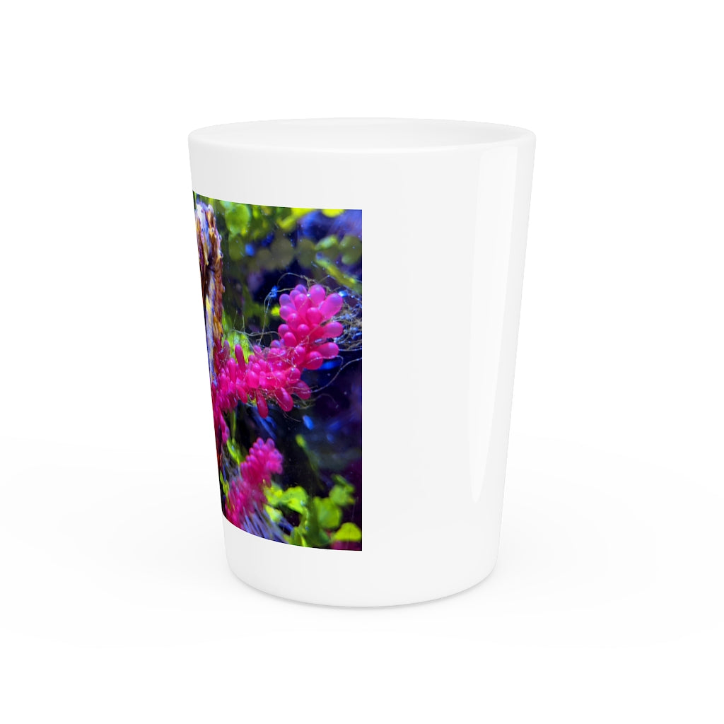 A personalized Seahorse Shot Glass made of ceramic, featuring a sleek design with a white or black interior, perfect for gatherings and gifts.