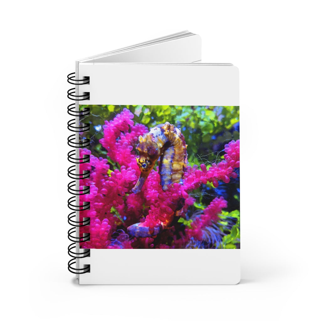 Seahorse Spiral Bound Journal with glossy cover and lined pages, showcasing a vibrant seahorse design.