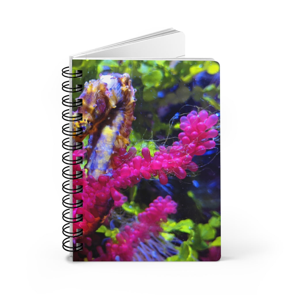 Seahorse Spiral Bound Journal with glossy cover and lined pages, showcasing a vibrant seahorse design.