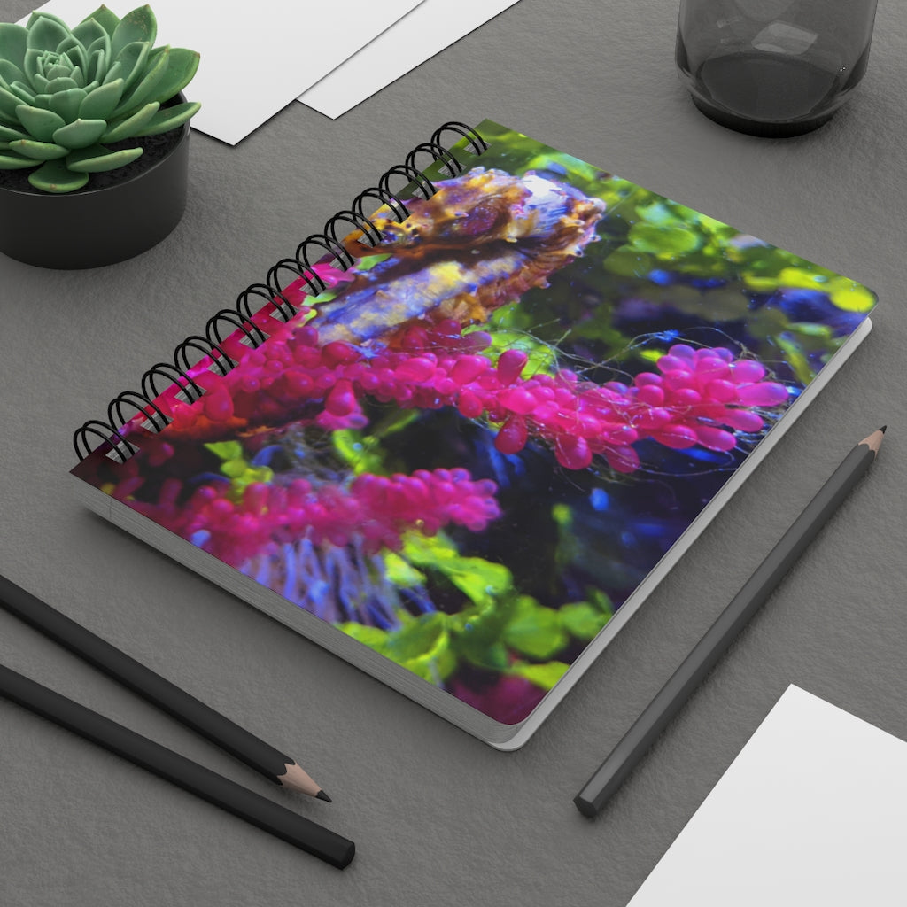 Seahorse Spiral Bound Journal with glossy cover and lined pages, showcasing a vibrant seahorse design.