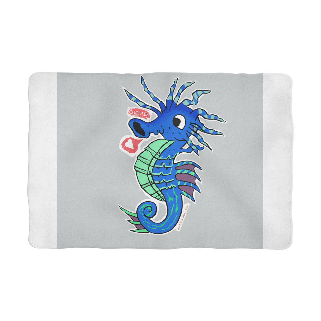 Seahorse Sublimation Pet Blanket made from 100% polyester polar fleece, featuring a vibrant seahorse design on a cozy fabric.