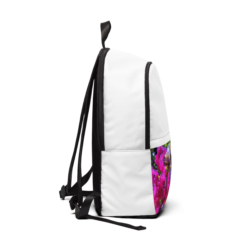 Seahorse Unisex Fabric Backpack in soft nylon, featuring adjustable straps and a padded back panel, ideal for school and travel.