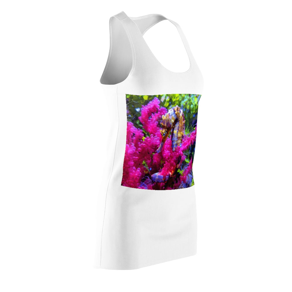 A stylish Seahorse Women's Cut & Sew Racerback Dress featuring a feminine silhouette and sporty fit, made from high-quality polyester.