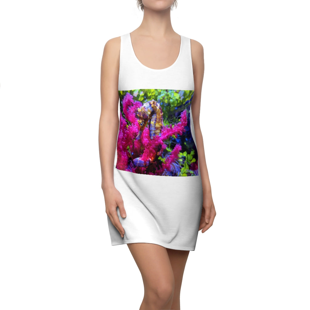 A stylish Seahorse Women's Cut & Sew Racerback Dress featuring a feminine silhouette and sporty fit, made from high-quality polyester.